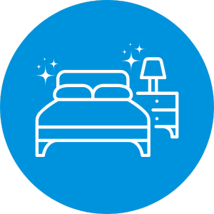 House Cleaning 3 House Cleaning Icon of bed and sofa representing deep cleaning of living spaces and bedrooms in SoHo NY homes